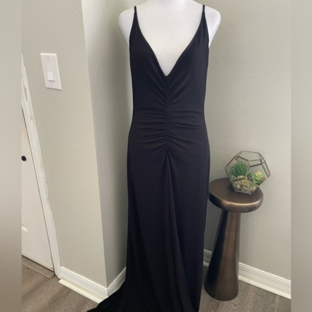 ALFRED ANGELO Women Black V-Neck Sleeveless Maxi Dress Sz large